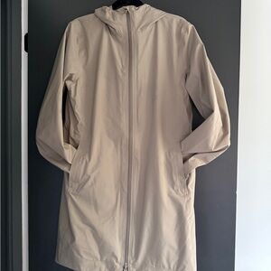 Babaton Beige Hooded Rain Jacket